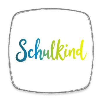 Schulkind Farbverlauf Blau- Grün - Gradient Script - Viereckiger Kühlschrankmagnet - Weiß - Vorne
