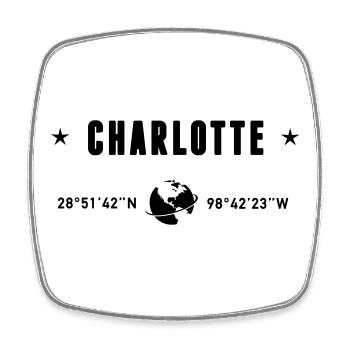 Charlotte, North Carolina Koordinaten, Globe - Viereckiger Kühlschrankmagnet - Weiß - Vorne