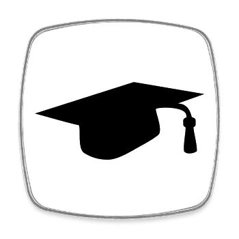 Casquette de remise des diplômes - Magnet carré - blanc - Devant