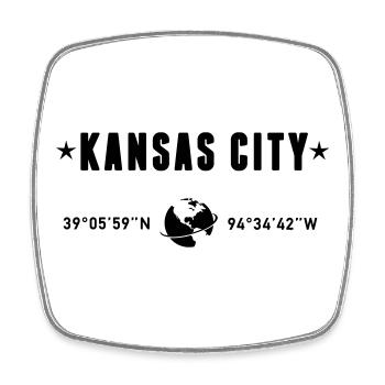 Kansas City, Missouri Koordinaten, Globe - Viereckiger Kühlschrankmagnet - Weiß - Vorne