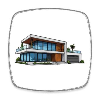 Moderne Villa Architektur Illustration - Viereckiger Kühlschrankmagnet - Weiß - Vorne
