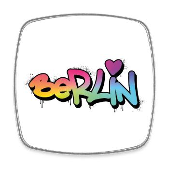 Berlin Graffiti Rainbow Font - Square fridge magnet - white - Front