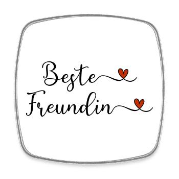 Beste Freundin Schriftzug mit Herz Geschenk - Viereckiger Kühlschrankmagnet - Weiß - Vorne