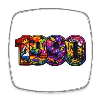 1990 Urbane bunte Graffiti - Viereckiger Kühlschrankmagnet - Weiß - Vorne