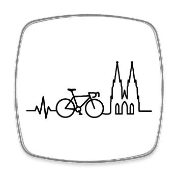 Köln Rennrad Herzlinie - Viereckiger Kühlschrankmagnet - Weiß - Vorne