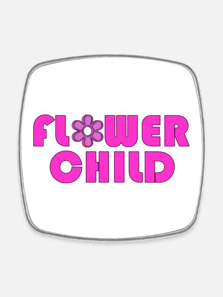 T-shirt Flower Child Logo néon - Magnet carré - blanc