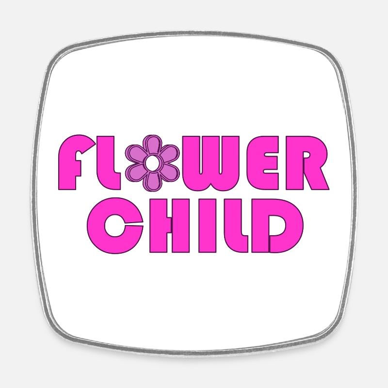 Flower Child Neon Logo Tee - Square fridge magnet - white