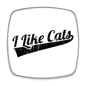 Ich liebe Katzen - Viereckiger Kühlschrankmagnet - Weiß - Vorne