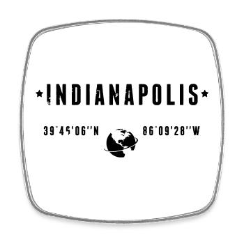 Indianapolis, Indiana Koordinaten GPS-Globus - Viereckiger Kühlschrankmagnet - Weiß - Vorne