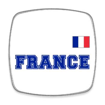 Frankreich Trikot Look - FRANCE mit Fahne Flagge - Viereckiger Kühlschrankmagnet - Weiß - Vorne
