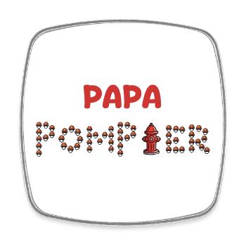 Papa_pompier - Square fridge magnet - white - Front