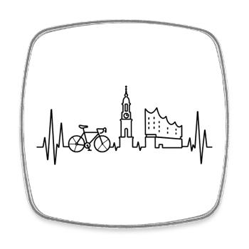 Battement de cœur à vélo de route à Hambourg - Magnet carré - blanc - Devant