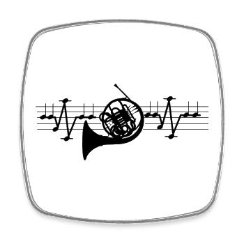 Waldhorn Noten EKG Herzschlag Musikliebe Hornist - Viereckiger Kühlschrankmagnet - Weiß - Vorne