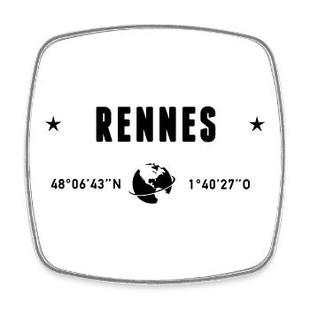 Rennes France Coordonnées Gps Globe - Magnet carré - blanc - Devant