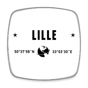 Lille Frankreich GPS-Koordinaten Globus - Viereckiger Kühlschrankmagnet - Weiß - Vorne