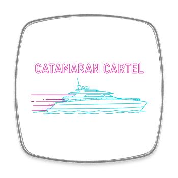 Synthwave Catamaran Cartel - Square fridge magnet - white - Front