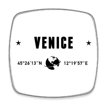 Venedig Italien Koordinaten GPS-Globus - Viereckiger Kühlschrankmagnet - Weiß - Vorne