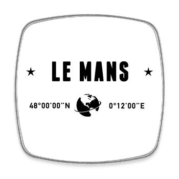 Sarthe France GPS Coordinates Globe - Square fridge magnet - white - Front