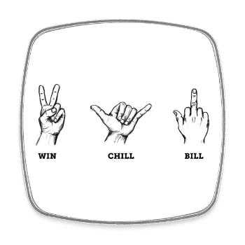 Win Chill Bill Hand Sign Set – Illustration - Square fridge magnet - white - Front