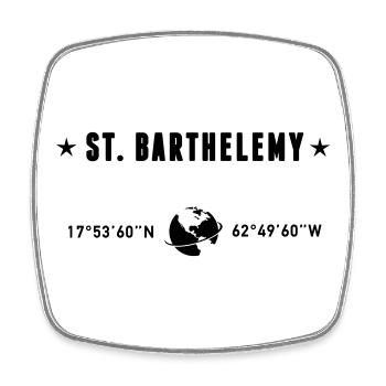 St Barthelemy Caribbean Coordinates Globe - Square fridge magnet - white - Front