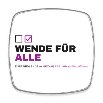 WENDE FÜR ALLE — Fair Finanzieren - Viereckiger Kühlschrankmagnet - Weiß - Vorne