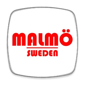 Logo rouge puissant de Malmö Suède - Magnet carré - blanc - Devant