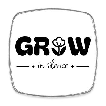 Grow in Silence - Square fridge magnet - white - Front