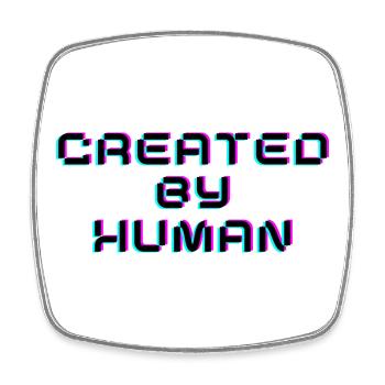 Created By Human Retro Glitch Spruch - Viereckiger Kühlschrankmagnet - Weiß - Vorne