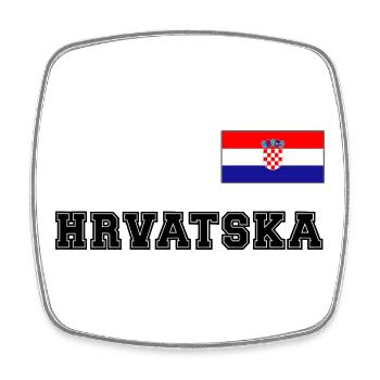Kroatien Trikot Look – HRVATSKA mit Fahne Flagge - Viereckiger Kühlschrankmagnet - Weiß - Vorne