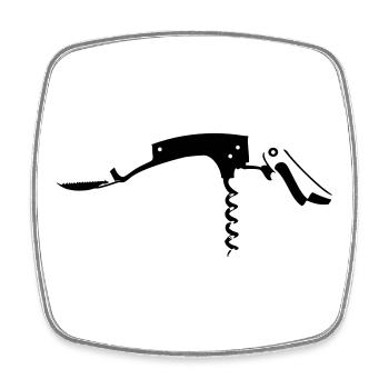 Couteau de serveur - Magnet carré - blanc - Devant