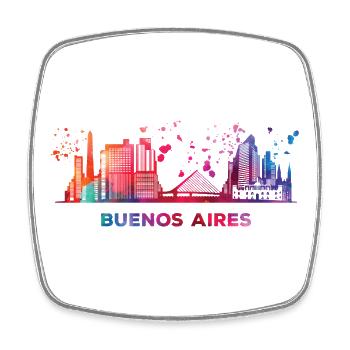 Portenos Skyline Buenos Aires - Viereckiger Kühlschrankmagnet - Weiß - Vorne