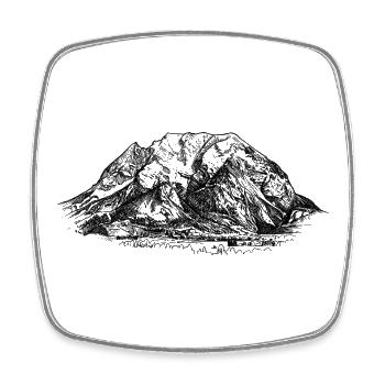 Grimming Mountain Silhouette Ennstal | Alpine Classics - Square fridge magnet - white - Front