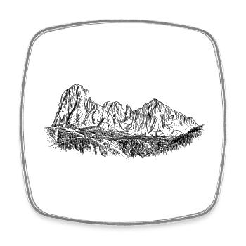 Groupe Sassolungo Dolomites Silhouette Alpes - Magnet carré - blanc - Devant