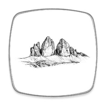 Silhouette des Trois Sommets | Montagne Classique des Dolomites - Magnet carré - blanc - Devant