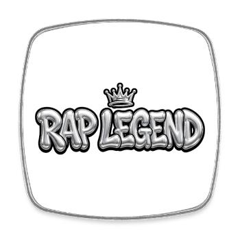 RAP LEGEND - Style 3D Bubble Chrome avec couronne - Magnet carré - blanc - Devant