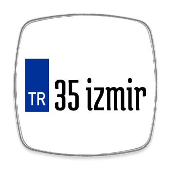 35 İzmir Plaka Streetwear - Viereckiger Kühlschrankmagnet - Weiß - Vorne