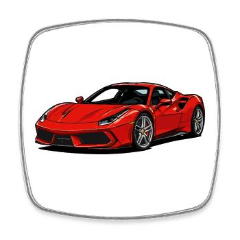 Red Sports Car Illustration - Square fridge magnet - white - Front