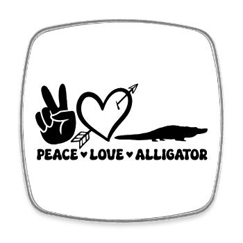 Peace Love Alligator – Design drôle de reptile - Magnet carré - blanc - Devant