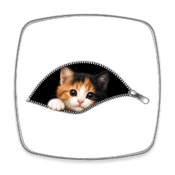 Chat chaton mignon à fermeture éclair - Magnet carré - blanc - Devant