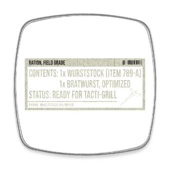 Humour Bratwurst Label Vintage - Magnet carré - blanc - Devant