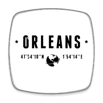Orleans France Coordonnées Gps Globe - Magnet carré - blanc - Devant