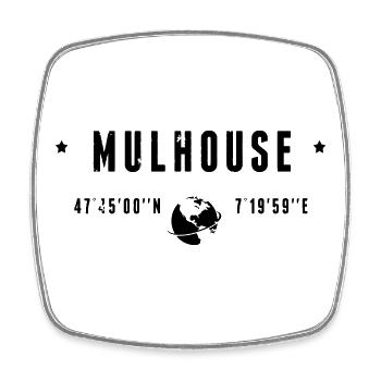 Mulhouse France Coordonnées Gps Globe - Magnet carré - blanc - Devant