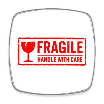 Fragile Handle with Care Versandmarkenvektor - Viereckiger Kühlschrankmagnet - Weiß - Vorne
