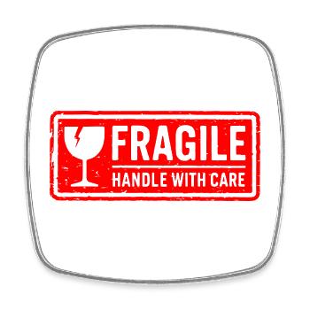 Fragile Handle with Care Versandmarkenvektor - Viereckiger Kühlschrankmagnet - Weiß - Vorne
