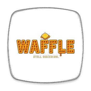 WAFFEL – Ich entscheide mich noch | Ein lustiges Waffel-Wortspiel - Viereckiger Kühlschrankmagnet - Weiß - Vorne