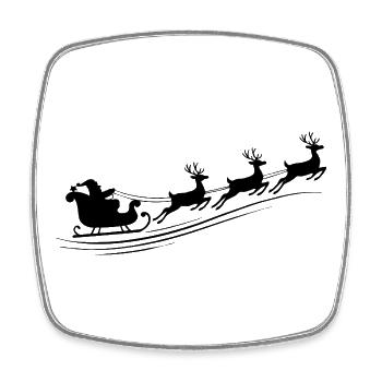 Santa Claus Sleigh Reindeer - Square fridge magnet - white - Front