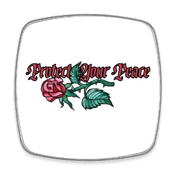 Protect Your Peace: Rose Floral - Square fridge magnet - white - Front