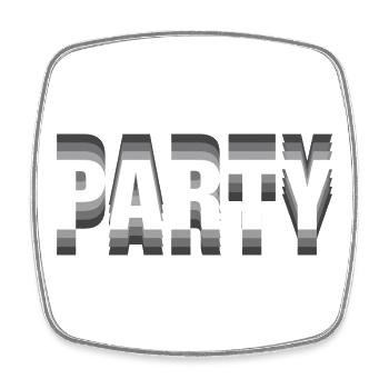 Party– Minimalistisches Typografie Statement - Viereckiger Kühlschrankmagnet - Weiß - Vorne