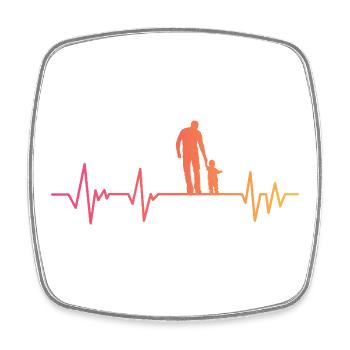 Vater und Sohn Herzschlag Geschenk Vater Sohn - Viereckiger Kühlschrankmagnet - Weiß - Vorne
