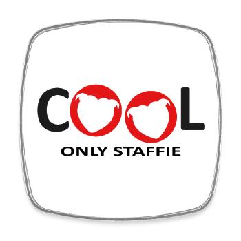 Staffie cool - 039 - Magnet carré - blanc - Devant